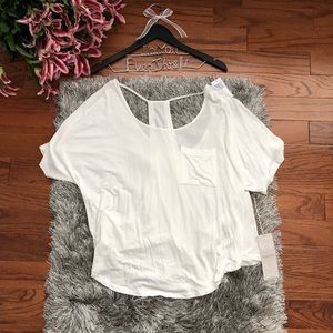 White Medium T-Shirt Layered Look Chest Pocket